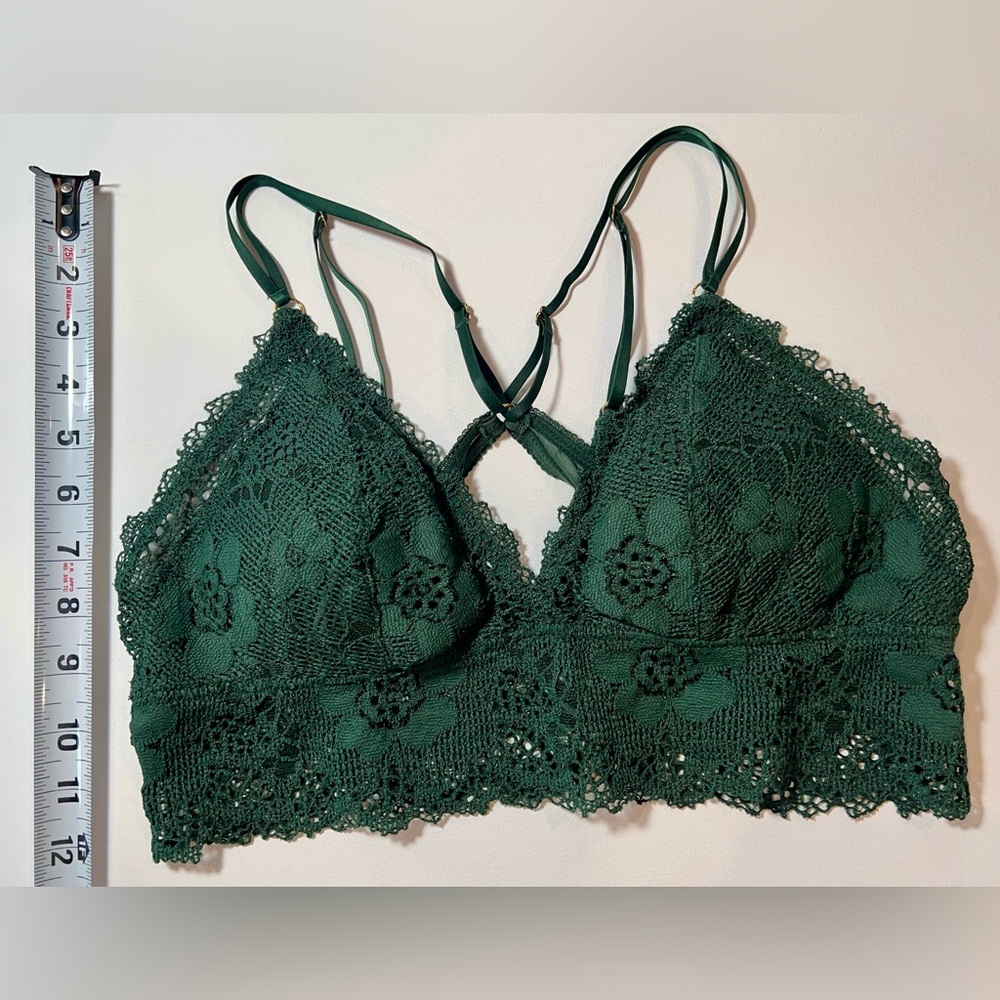 aerie Bralette Green Lace Padded Racerback - Picture 5 of 9